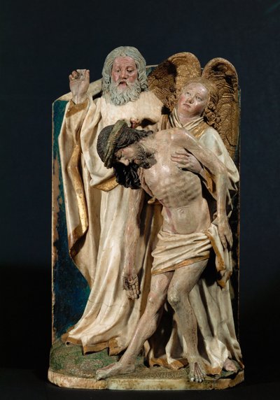 De Heilige Drie-eenheid (polychroom kalksteen) door Hans Multscher