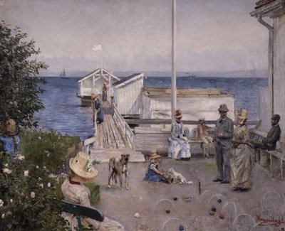 De kade in Åsgårdstrand door Hans Olaf Heyerdahl