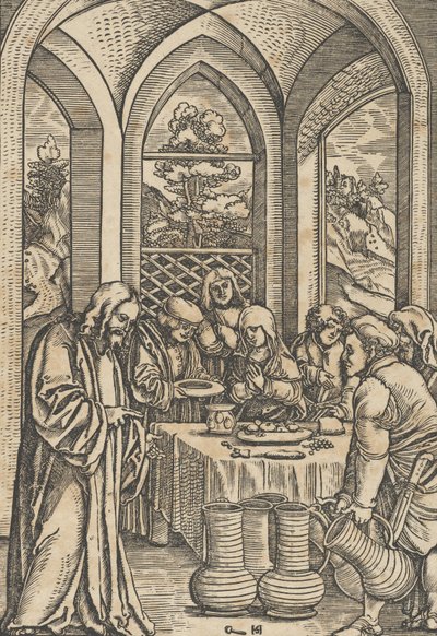 De Bruiloft te Kana, uit Het Leven van Christus door Hans Schäufelein the Elder
