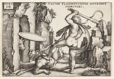 Hercules en Cacus door Hans Sebald Beham
