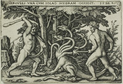 Hercules en de Hydra, uit De werken van Hercules door Hans Sebald Beham