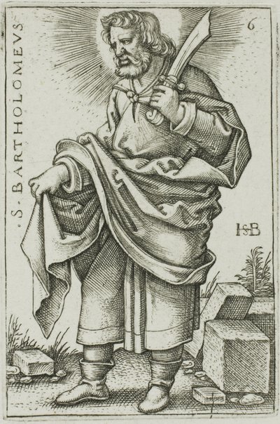St. Bartholomeus, plaat 6 uit De Twaalf Apostelen door Hans Sebald Beham