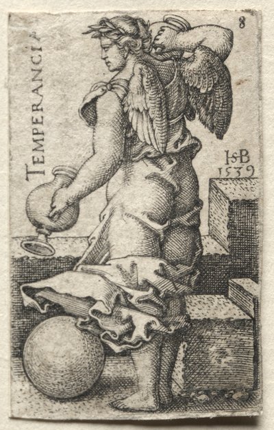 De Kennis van God en de Zeven Hoofddeugden: Gematigdheid - Temperancia door Hans Sebald Beham