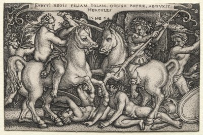 Hercules ontvoert Iole door Hans Sebald Beham
