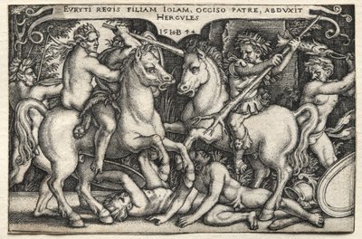 De Werken van Hercules: Hercules Ontvoert Iole door Hans Sebald Beham