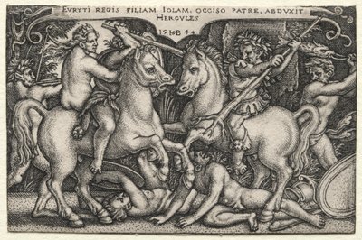 De werken van Hercules: Hercules ontvoert Iole door Hans Sebald Beham