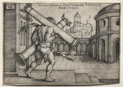 De Arbeid van Hercules: Hercules die de Zuilen van Gades Draagt door Hans Sebald Beham