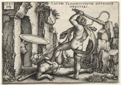 Hercules doodt de reus Cacus door Hans Sebald Beham