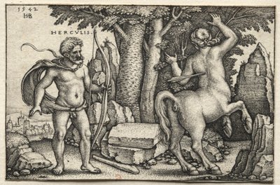 Hercules schiet op Nessus door Hans Sebald Beham