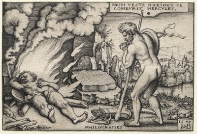 De werken van Hercules: Hercules op zijn brandstapel door Hans Sebald Beham