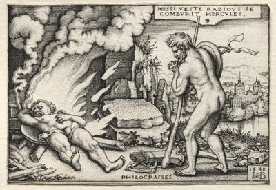 De werken van Hercules: Hercules op zijn brandstapel door Hans Sebald Beham