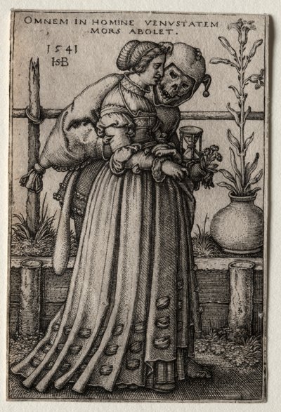 De dame van de dood vermomd als een dwaas door Hans Sebald Beham
