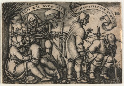 De boerenbruiloft of de twaalf maanden: nr. 10, 1546 door Hans Sebald Beham