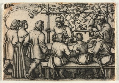 De Boerenbruiloft of de Twaalf Maanden: Nr. 8, 1546 door Hans Sebald Beham