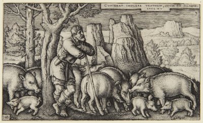 De verloren zoon III: zoon tussen de zwijnen door Hans Sebald Beham