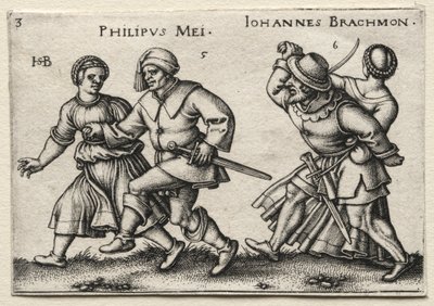 De dorpsbruiloft: Philipus Mei Johannes Brachmon, 1546 door Hans Sebald Beham
