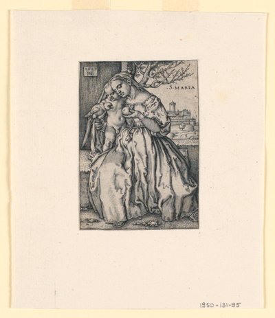 Maagd en kind met papegaai door Hans Sebald Beham