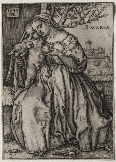Maagd en Kind met papegaai door Hans Sebald Beham