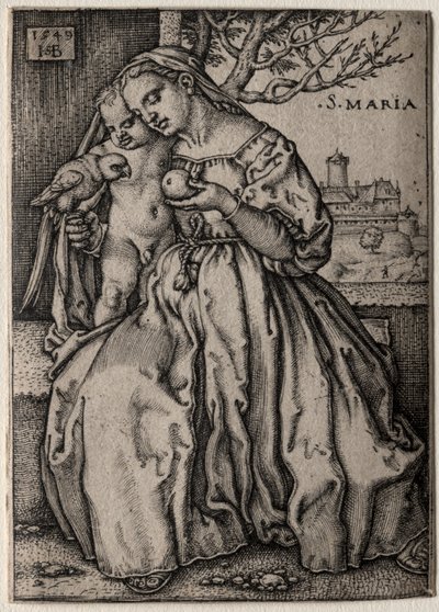 Maagd met de papegaai, 1549 door Hans Sebald Beham
