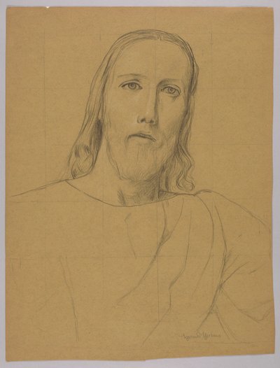 Hoofd van Christus, verso: Kruisiging van Christus door Hans Thoma