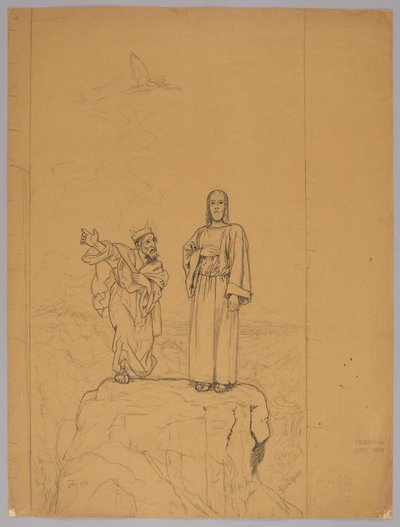 Die Versuchung Christi, verso: Christus gekreuzigt door Hans Thoma