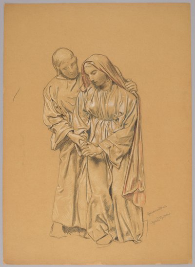 Maria mit dem heiligen Johannes dem Evangelisten door Hans Thoma