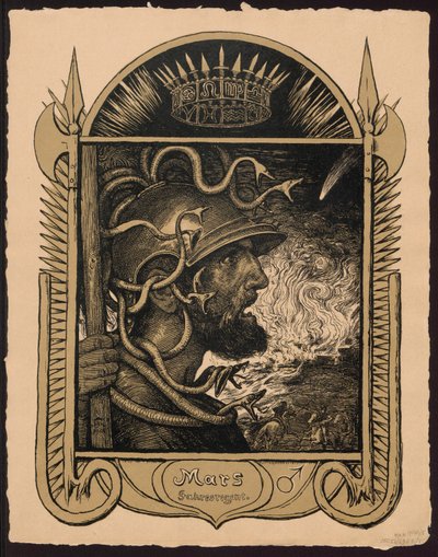 "Mars Jahrersregent". Mars als heerser van het jaar. Ontwerpen voor de "Eeuwige beeldkalender", deel II (Immerwährender Bilderkalender) door Hans Thoma