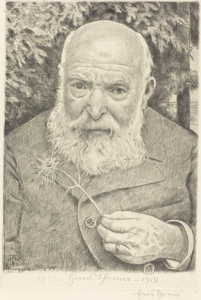 Zelfportret VI met Bloem door Hans Thoma