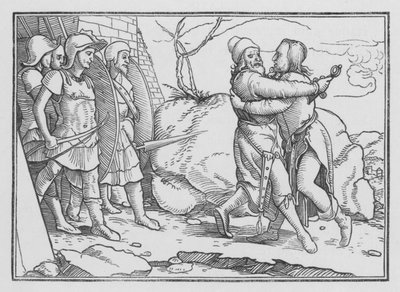 Amasa wordt gedood door Joab, 2 Samuel XX, 10 door Hans after Holbein the Younger