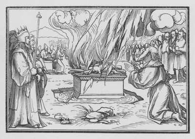 Elia Bidt en Wordt Beantwoord door Vuur uit de Hemel door Hans after Holbein the Younger