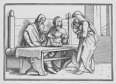 Hanna bidt in verdriet om een kind, 1 Samuel I, 10 door Hans after Holbein the Younger