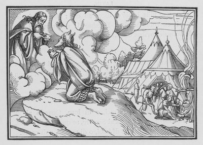 Mozes wijdt Aäron en zijn zonen in, Leviticus VIII, 1-3 door Hans after Holbein the Younger