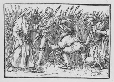 Ruth verzamelt aren in de velden van Boaz, Ruth II, 5 door Hans after Holbein the Younger