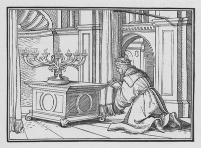 Het plechtige offer van Salomo in Gibeon, 2 Kronieken I, 6 door Hans after Holbein the Younger
