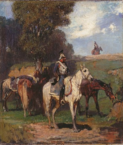 Rustende kurassiers door Hans von Marées