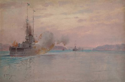 De Russische marinebombardement van de Bosporus, 1915-1916 door Hansen