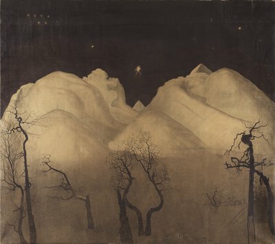 Winteravond in de bergen. studie, 1902-2 door Harald Oscar Sohlberg