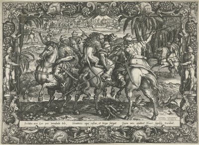 Leeuwenjacht (Jachtscènes) door Harmen Jansz Muller (rejected attribution)