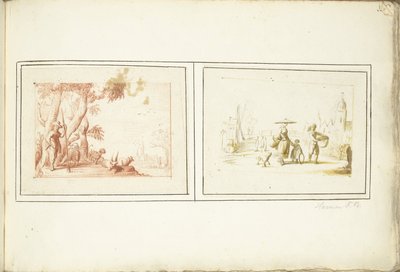 Herder met zijn vee en Straatscène door Harmen ter Borch (signed by artist)