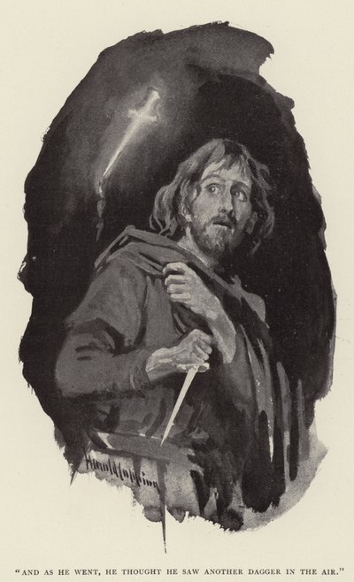 En terwijl hij ging, dacht hij dat hij een andere dolk in de lucht zag door Harold Copping
