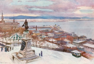 Quebec vanaf het Hotel Fontenac door Harold Copping