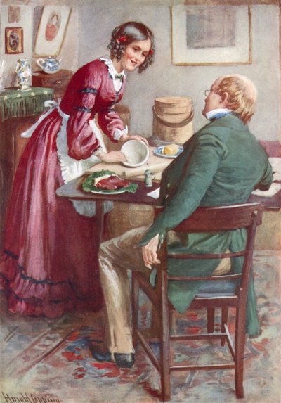 Ruth Pinch maakt een pudding door Harold Copping