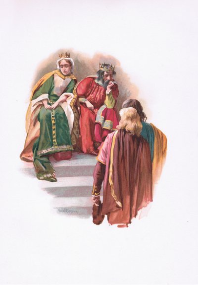 De ontmoeting met Rosencrantz en Guildenstern, illustratie uit Hamlet door Harold Copping