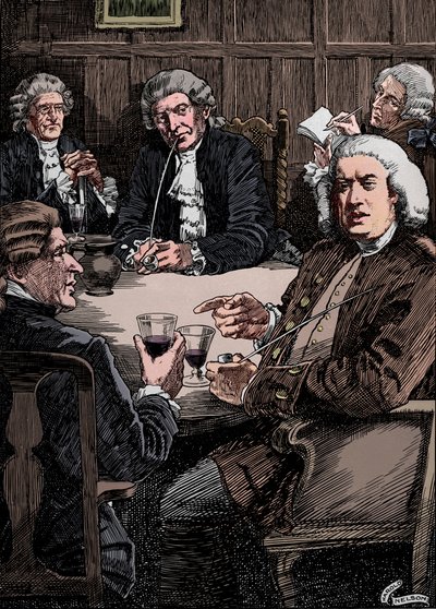 Dr. Johnson in gesprek met zijn vrienden door Harold Edward Hughes Nelson