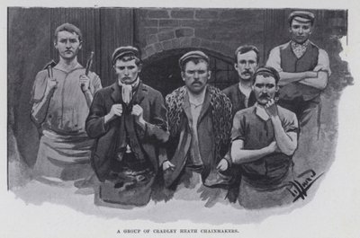 Een groep Cradley Heath kettingsmeden door Harold Hume Piffard