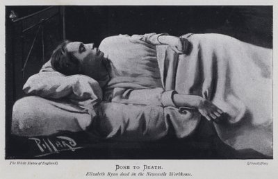 Doodgemaakt, Elizabeth Ryan dood in het Newcastle armenhuis door Harold Hume Piffard