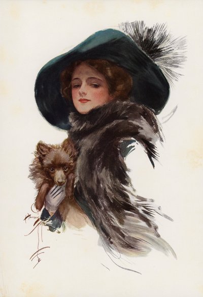 Een lafaard (kleurenlitho) door Harrison Fisher