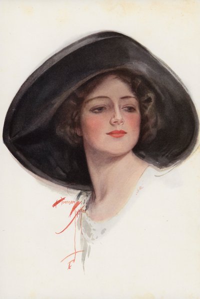 Een lied van Tessie (kleurenlitho) door Harrison Fisher