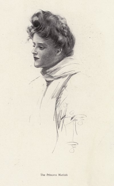 Een personage, Gravin Frina Mavrodin uit de roman, The Princess Moritza, door Percy Brebner door Harrison Fisher