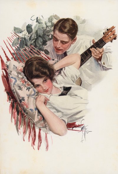 Een Idyl (kleurenlitho) door Harrison Fisher